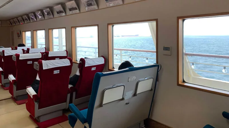 Passenger seats on board the Hakodate Seikan Ferry "Mashu-Maru" in the 1970s